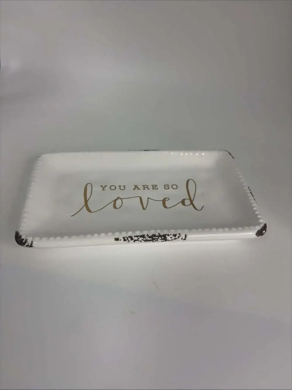 Glory House “You Are So Loved” White Trinket Tray 6”x3.5”
